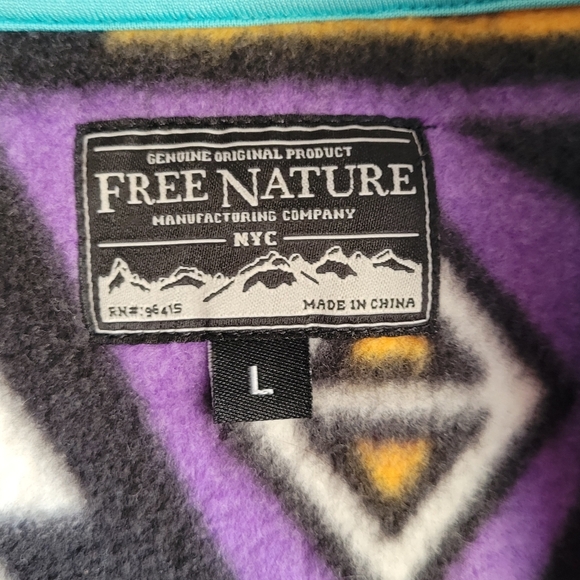 Free Nature NYC Large Colorful Geometric Patterned Men's Hoodie Pockets Full Zip - Picture 10 of 13